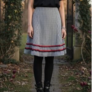 Vintage Y2K Morbid Threads Gingham Skirt XL Gothic Punk Emo Coquette USA Made